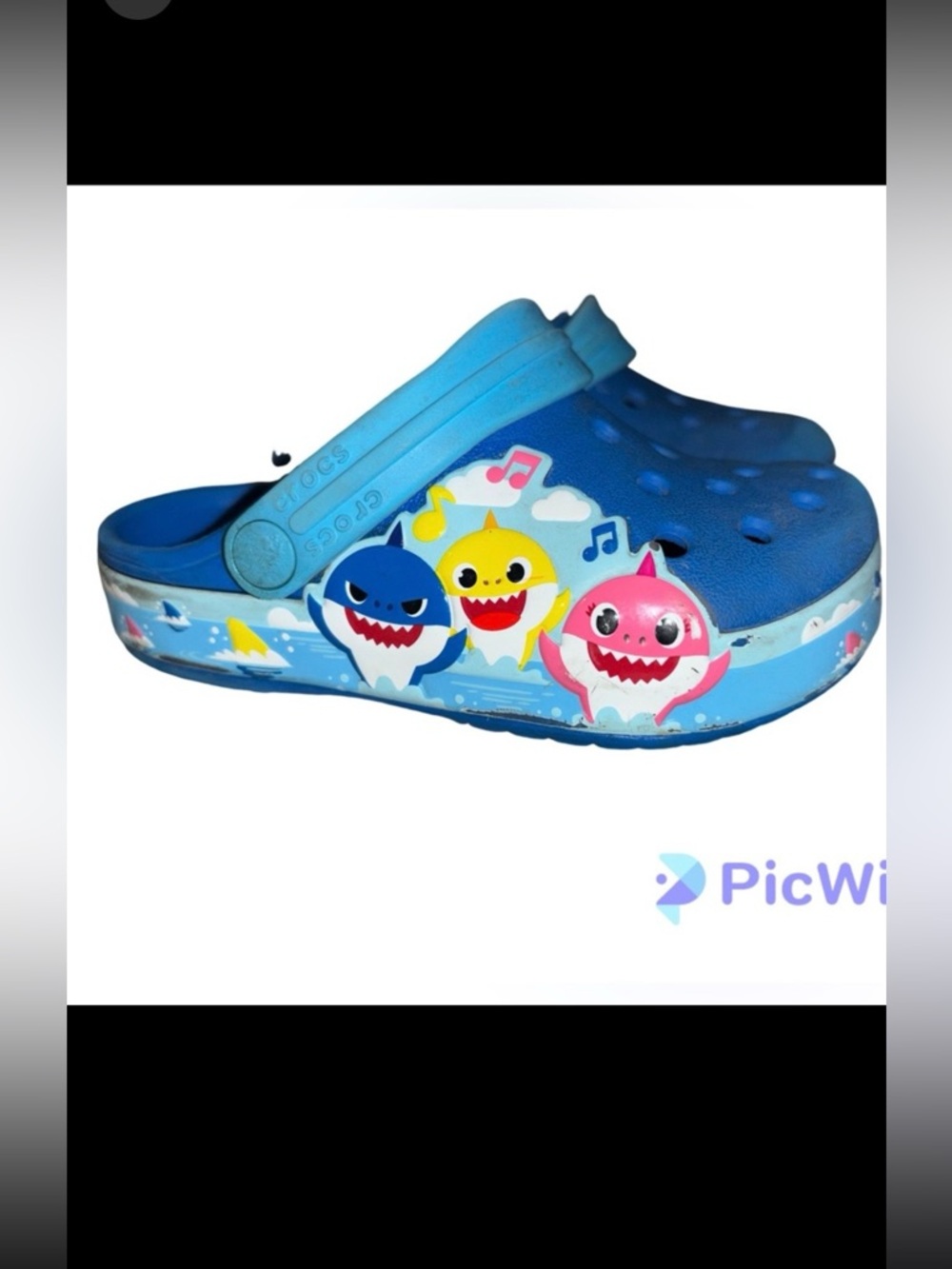 CROCS Baby Shark Blue Slip-on Shoes Baby Toddler Size 3